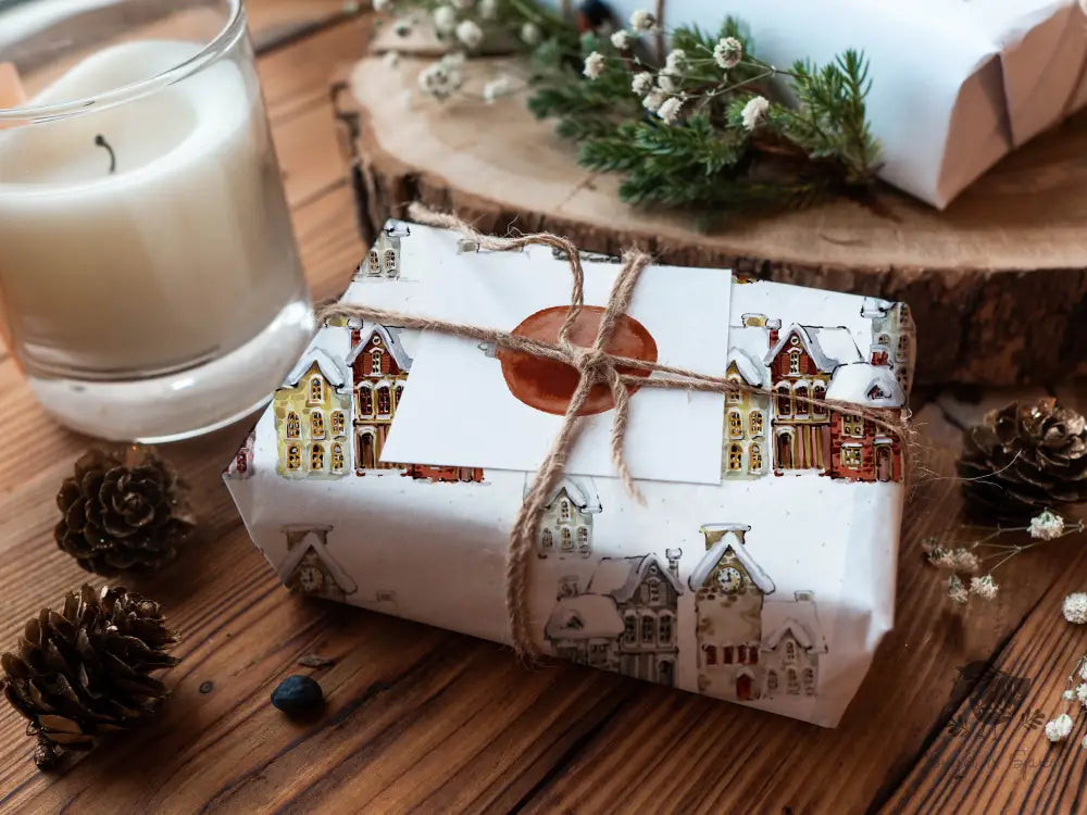 Snow Village  Wrapping Paper - Premium Craft Supplies & Tools > Party & Gifting > Packaging & Wrapping from Sugar and Spice Invitations - Just $26.10! Shop now at Sugar and Spice Paper