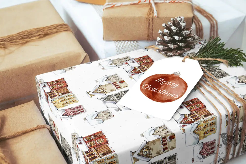 Snow Village  Wrapping Paper - Premium Craft Supplies & Tools > Party & Gifting > Packaging & Wrapping from Sugar and Spice Invitations - Just $26.10! Shop now at Sugar and Spice Paper