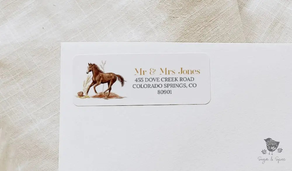 Southwest Wild Horse Return Address Sticker - Premium  from Sugar and Spice Invitations - Just $23! Shop now at Sugar and Spice Paper