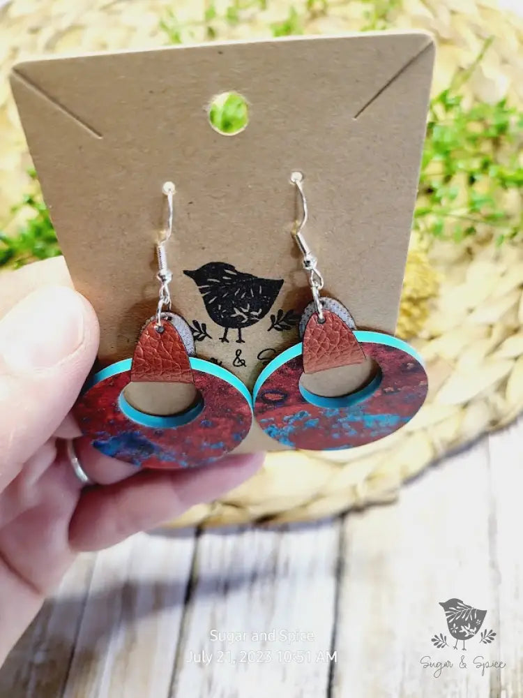 Leather and clearance turquoise earrings