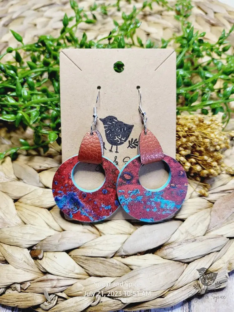 Southwestern Turquoise Acrylic Leather Earrings - Premium  from Sugar and Spice Invitations - Just $11.25! Shop now at Sugar and Spice Paper