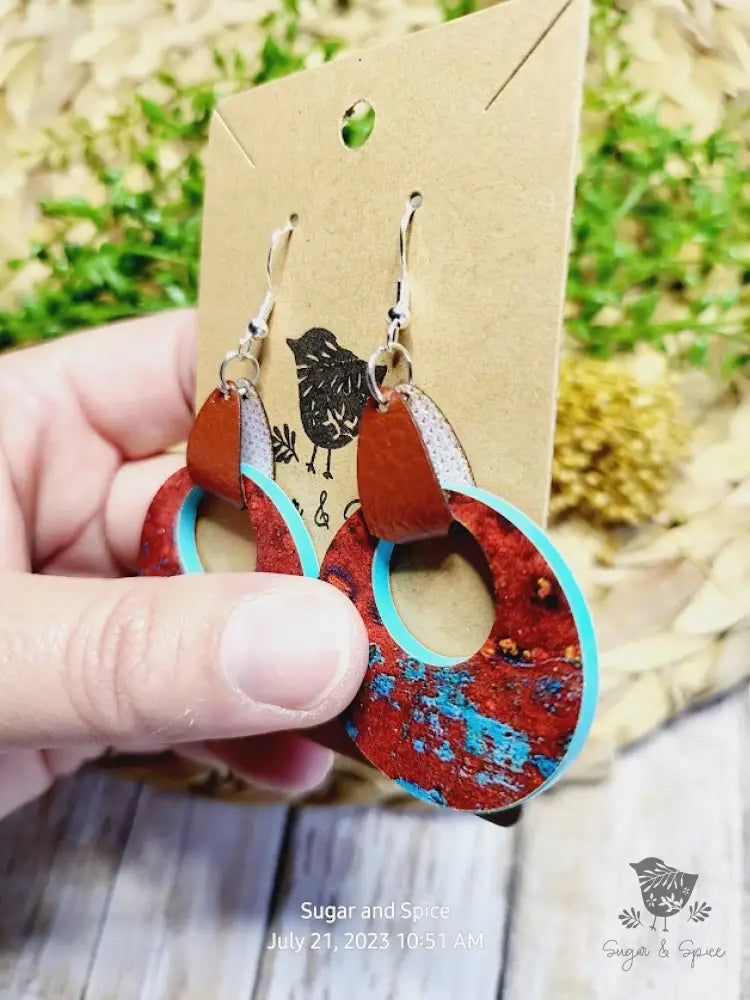 Southwestern Turquoise Acrylic Leather Earrings - Premium  from Sugar and Spice Invitations - Just $11.25! Shop now at Sugar and Spice Paper