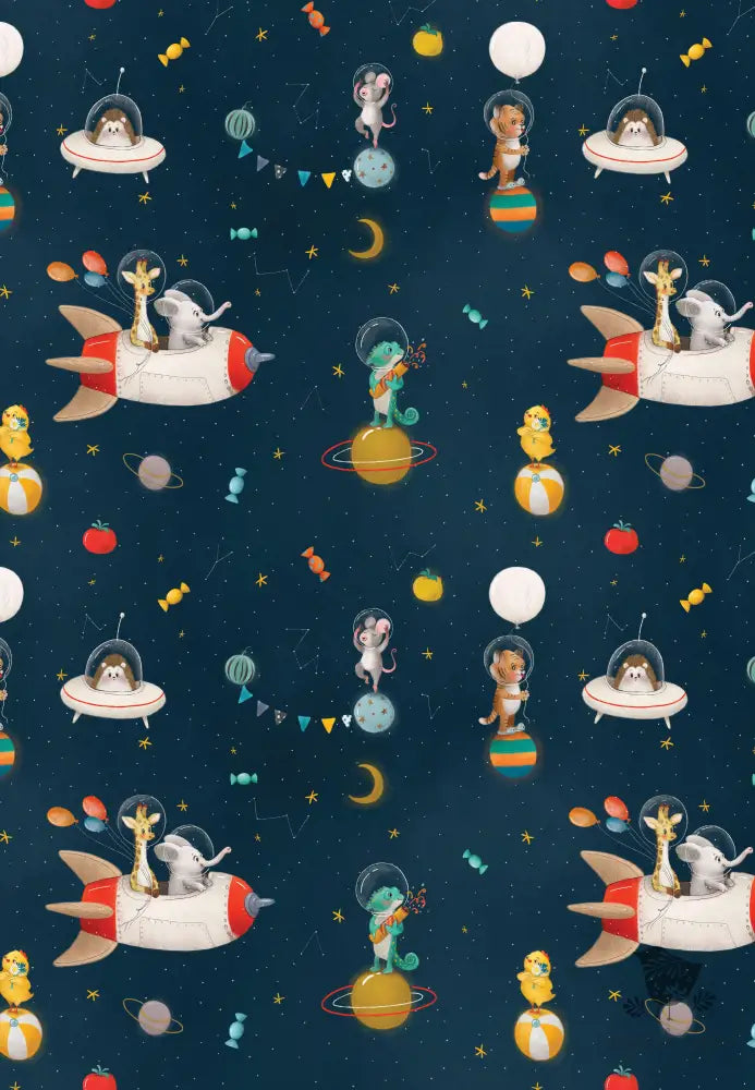 Space Animals Birthday Wrapping Paper - Premium Craft Supplies & Tools > Party & Gifting > Packaging & Wrapping from Sugar and Spice Invitations - Just $26.10! Shop now at Sugar and Spice Paper