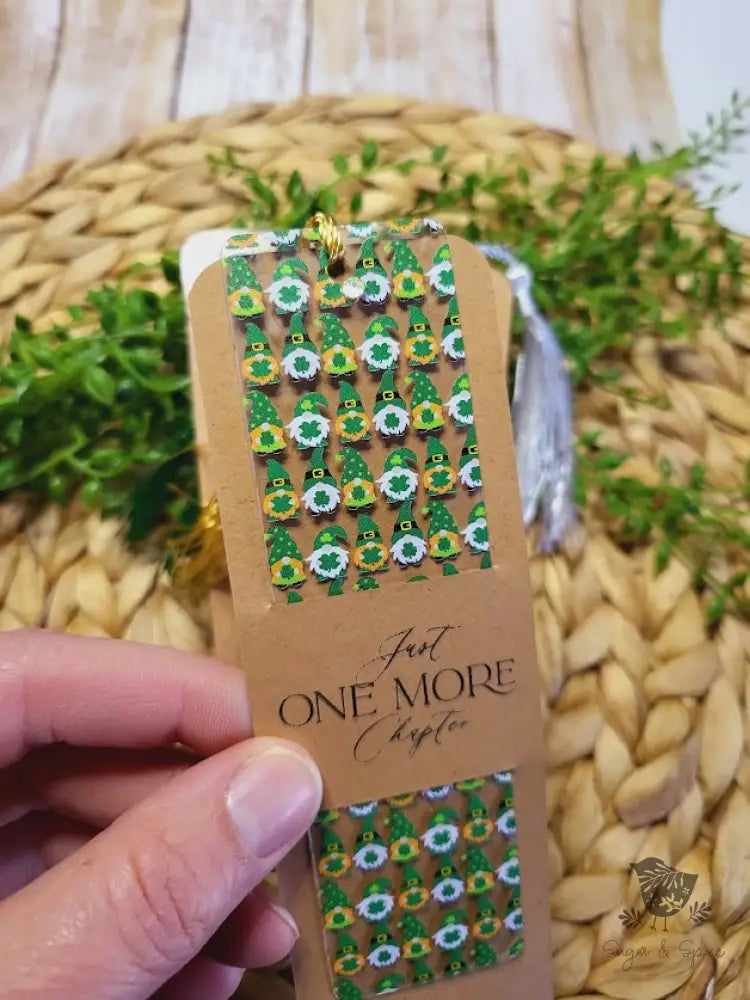 St Patricks Day Gnome Pattern Acrylic Bookmark - Premium Engraved Gifts from Sugar and Spice - Just $4.87! Shop now at Sugar and Spice Paper
