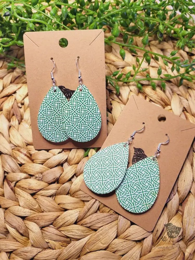 St Patricks Day Teardrop Celtic Knot Acrylic Earrings - Premium  from Sugar and Spice Invitations - Just $11.25! Shop now at Sugar and Spice Paper