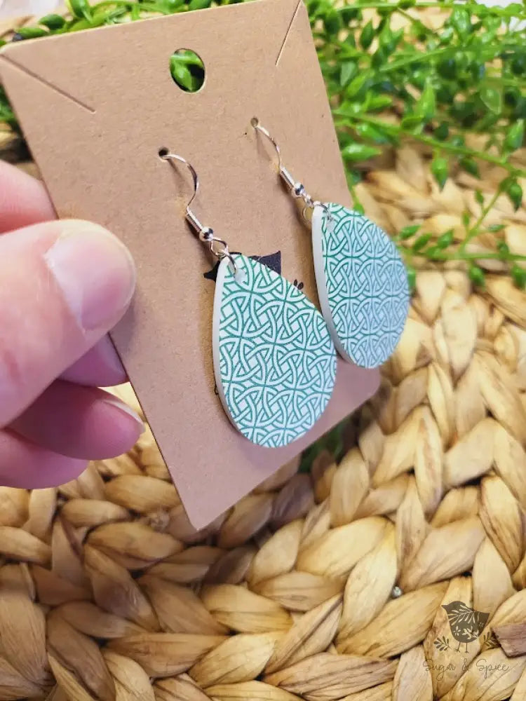 St Patricks Day Teardrop Celtic Knot Acrylic Earrings - Premium  from Sugar and Spice Invitations - Just $11.25! Shop now at Sugar and Spice Paper
