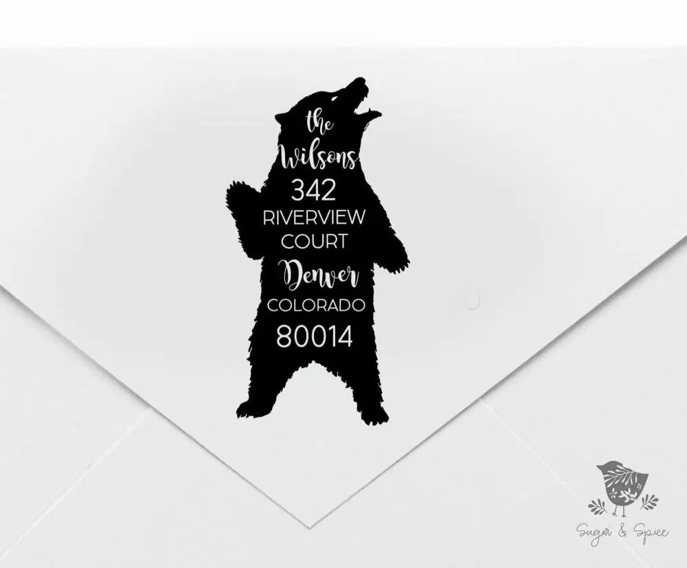 Standing Bear Address Stamp - Premium Craft Supplies & Tools > Stamps & Seals > Stamps from Sugar and Spice Invitations - Just $40! Shop now at Sugar and Spice Paper