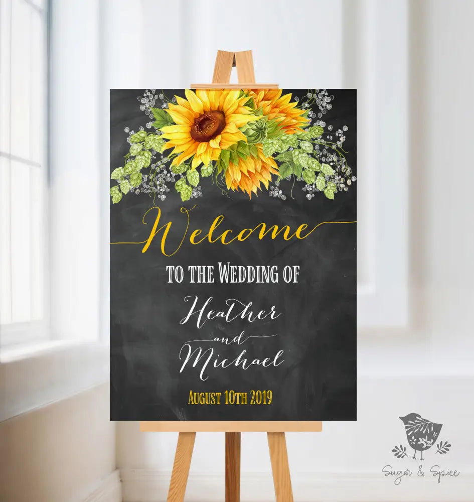 Sunflower Chalkboard Welcome Sign - Premium  from Sugar and Spice Invitations - Just $35! Shop now at Sugar and Spice Paper