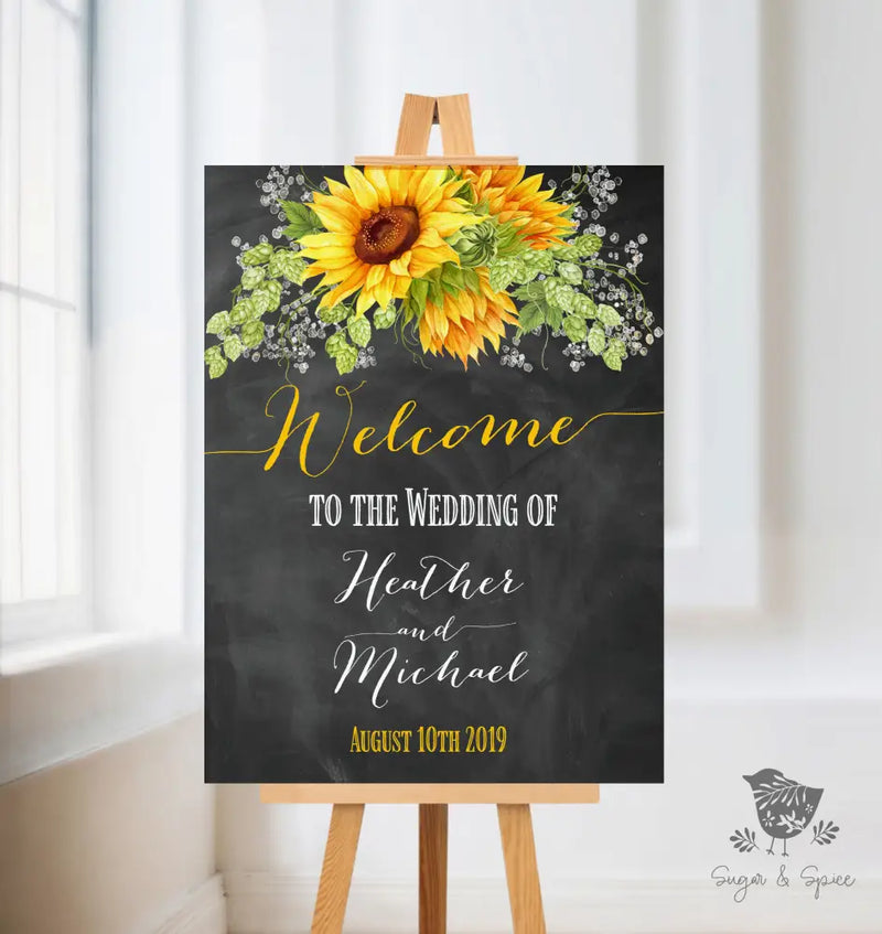 Sunflower Chalkboard Welcome Sign - Premium  from Sugar and Spice Invitations - Just $35! Shop now at Sugar and Spice Paper