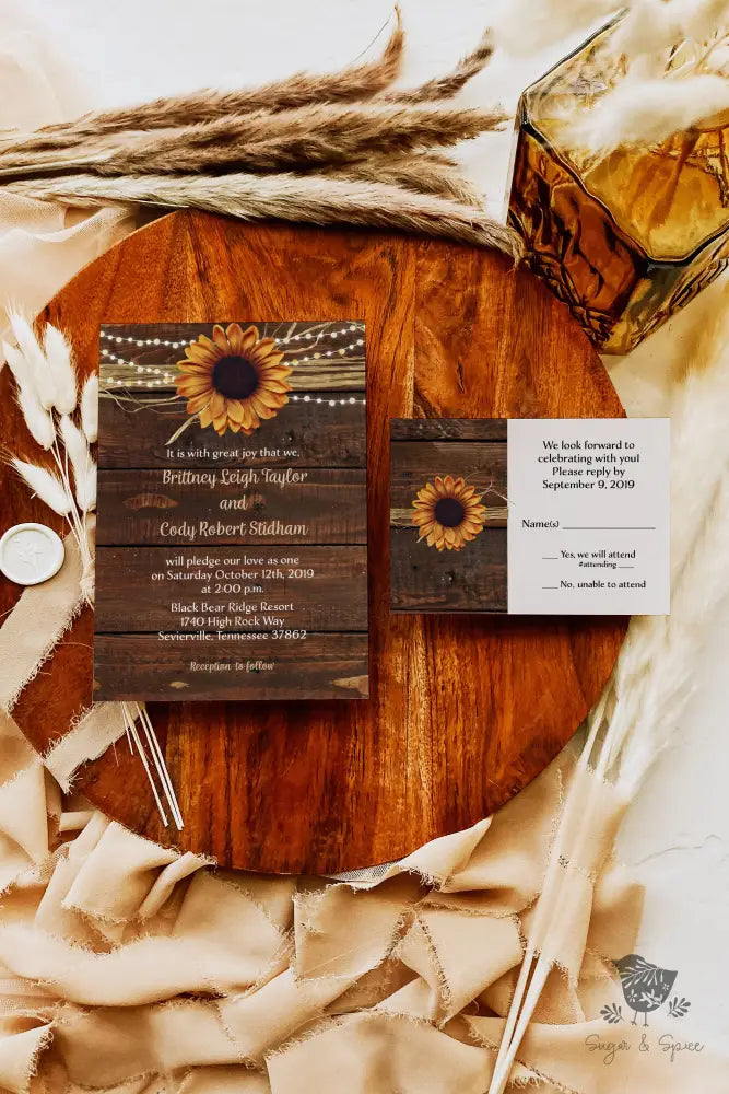 Sunflower Country Barn Wedding Invitation Suite - Premium  from Sugar and Spice Invitations - Just $2.15! Shop now at Sugar and Spice Paper