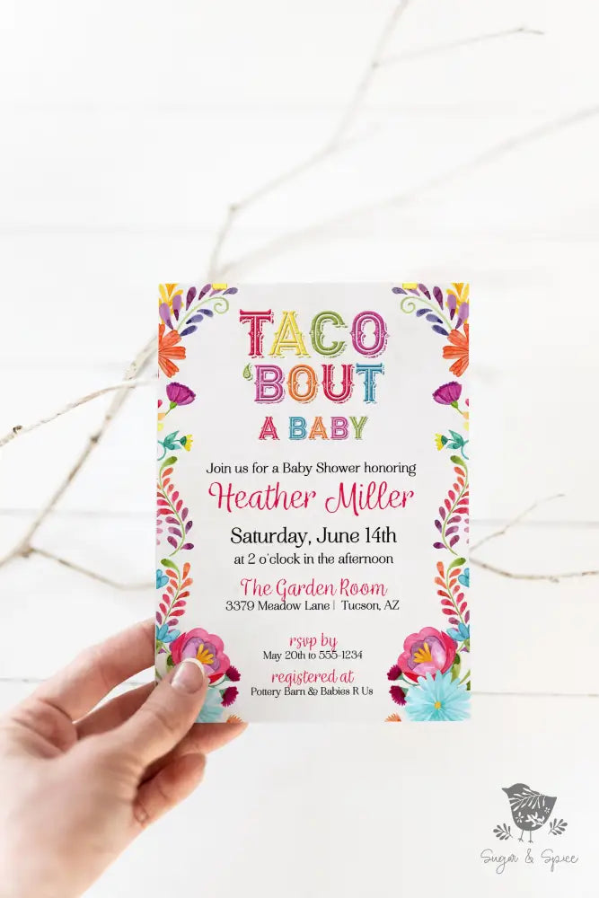 Taco About Baby Shower Invitation - Premium  from Sugar and Spice Invitations - Just $1.95! Shop now at Sugar and Spice Paper