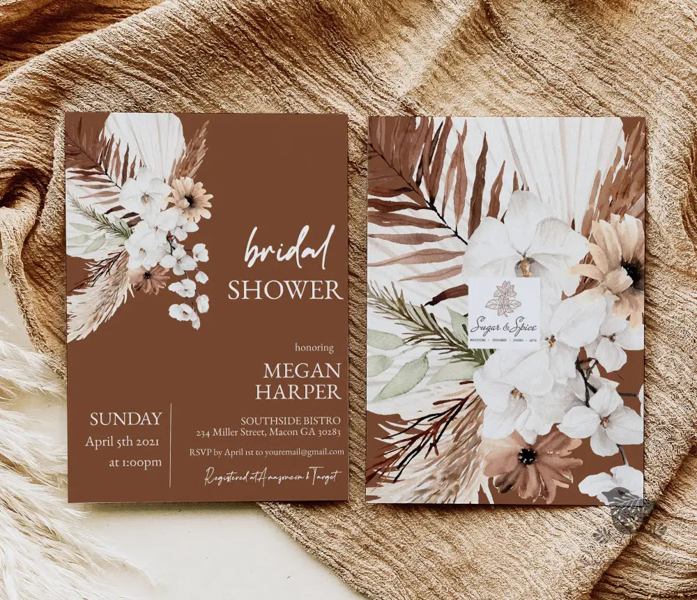 Terracotta Boho Bridal Shower Invitation - Premium  from Sugar and Spice Invitations - Just $1.95! Shop now at Sugar and Spice Paper
