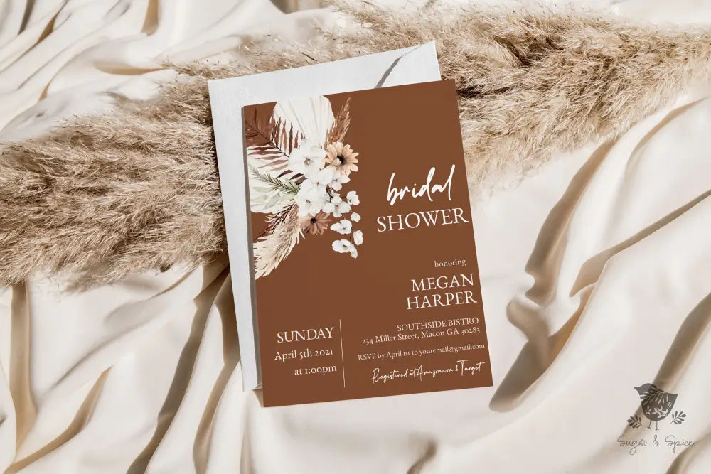 Terracotta Boho Bridal Shower Invitation - Premium  from Sugar and Spice Invitations - Just $1.95! Shop now at Sugar and Spice Paper