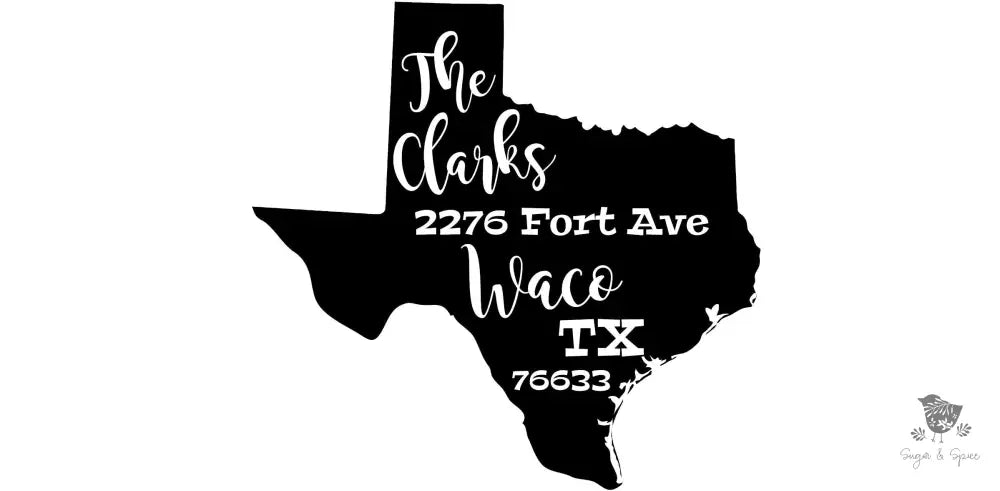 Texas Self Inking Address Stamp - Premium Craft Supplies & Tools > Stamps & Seals > Stamps from Sugar and Spice Invitations - Just $40! Shop now at Sugar and Spice Paper