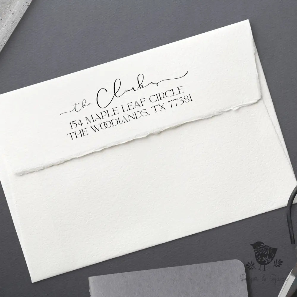 The Clark Family Address Stamp - Premium Craft Supplies & Tools > Stamps & Seals > Stamps from Sugar and Spice Invitations - Just $38! Shop now at Sugar and Spice Paper
