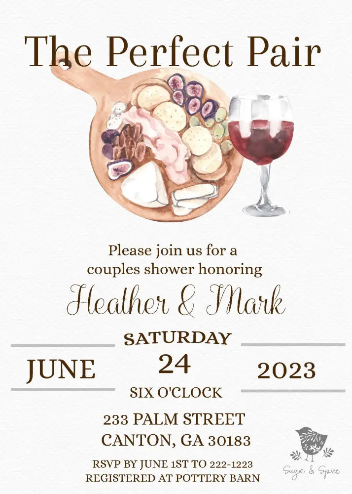 The Perfect Pair Wine Couples Bridal Shower Invitation - Premium  from Sugar and Spice Invitations - Just $1.95! Shop now at Sugar and Spice Paper