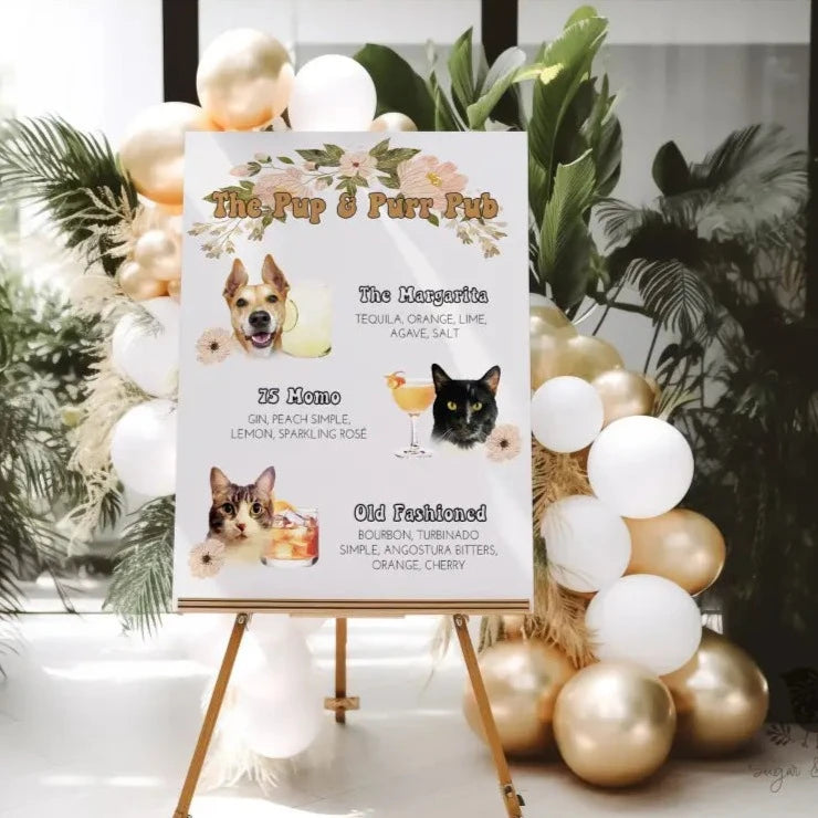 The Pup and Purr Pub Signature Drink Sign - Premium  from Sugar and Spice Invitations - Just $25! Shop now at Sugar and Spice Paper