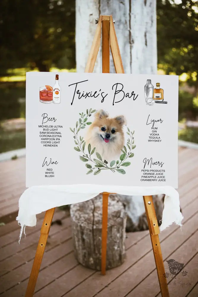 Trixie's Bar Pet Signature Drink Sign - Premium  from Sugar and Spice Invitations - Just $35! Shop now at Sugar and Spice Paper