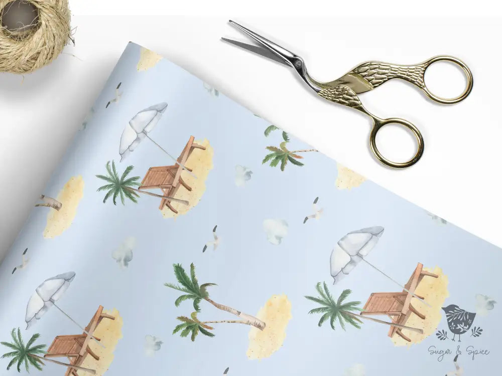Tropical Beach Wrapping Paper - Premium Craft Supplies & Tools > Party & Gifting > Packaging & Wrapping from Sugar and Spice Invitations - Just $26.10! Shop now at Sugar and Spice Paper