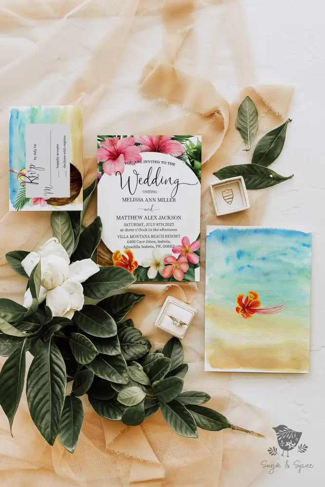 Tropical Destination Wedding Invitation - Premium  from Sugar and Spice Invitations - Just $2.10! Shop now at Sugar and Spice Paper