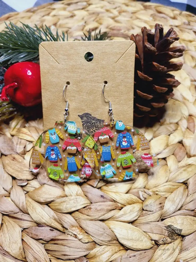 Ugly Sweater Christmas Earrings - Premium  from Sugar and Spice Invitations - Just $11.25! Shop now at Sugar and Spice Paper