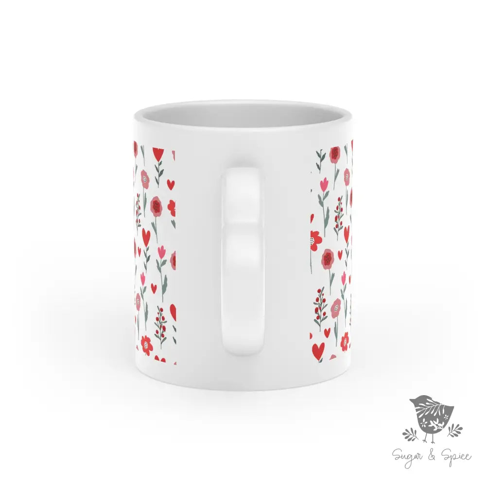 Valentine Flowers Heart-Shaped Mug - Premium Mug from Printify - Just $20! Shop now at Sugar and Spice Paper