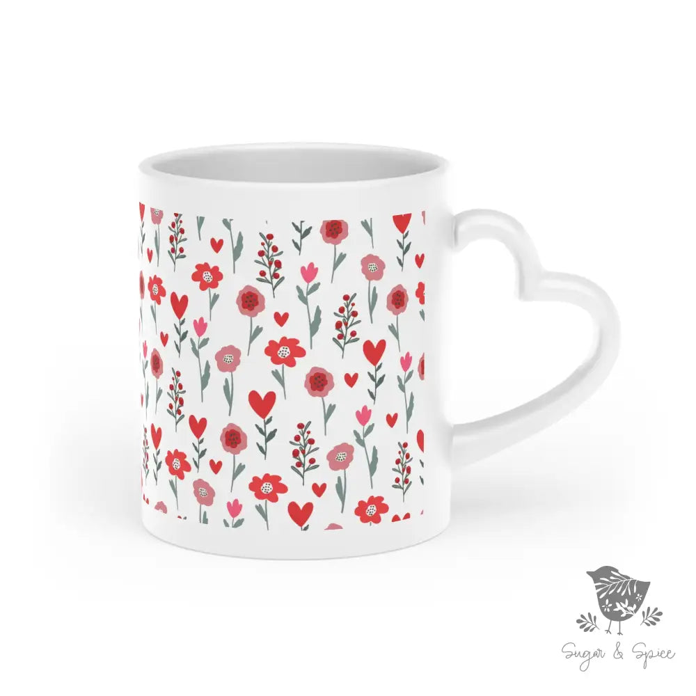 Valentine Flowers Heart-Shaped Mug - Premium Mug from Printify - Just $20! Shop now at Sugar and Spice Paper