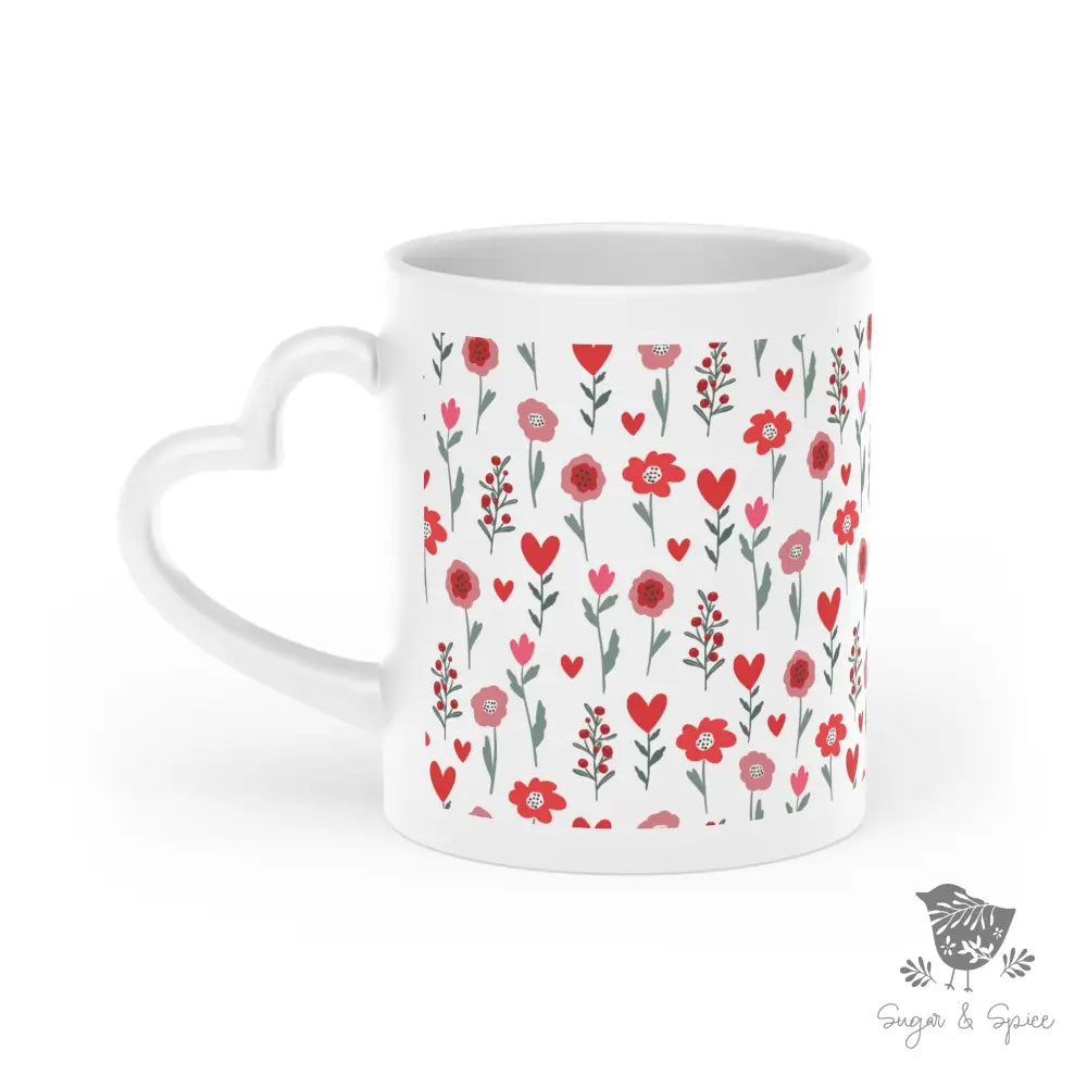 Valentine Flowers Heart-Shaped Mug - Premium Mug from Printify - Just $20! Shop now at Sugar and Spice Paper