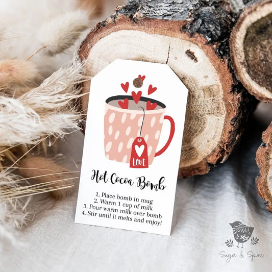 Valentine Hot Coco Gift Tag - Premium Craft Supplies & Tools > Party & Gifting > Labels, Stickers & Tags > Tags from Sugar and Spice Invitations - Just $26! Shop now at Sugar and Spice Paper