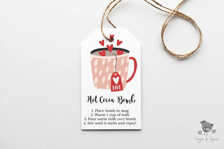 Valentine Hot Coco Gift Tag Craft Supplies & Tools > Party Gifting Labels Stickers Tags