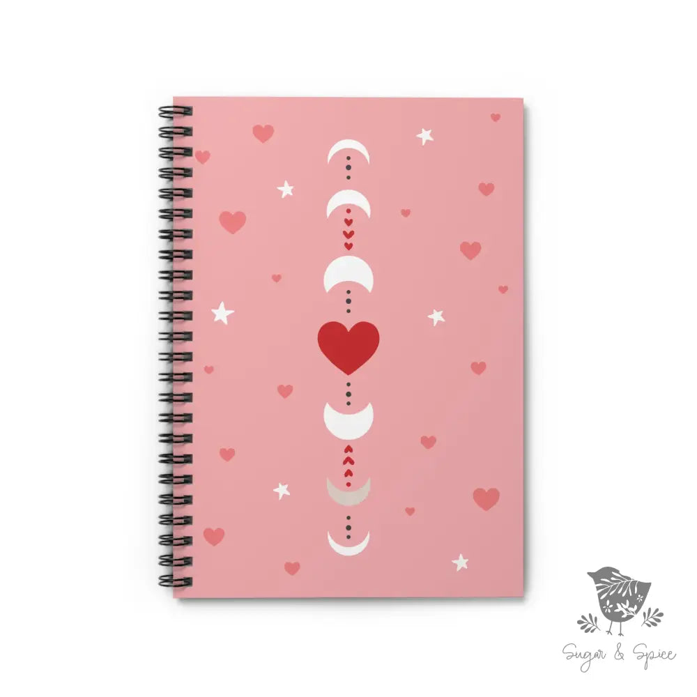 Valentine Moon And Stars Hearts Spiral Notebook - Ruled Line One Size Paper Products