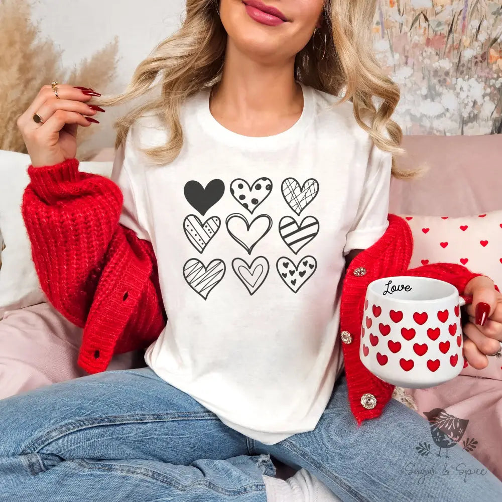 Valentine Nine Handmade Hearts T-Shirt - Premium T-Shirt from Printify - Just $21.86! Shop now at Sugar and Spice Paper