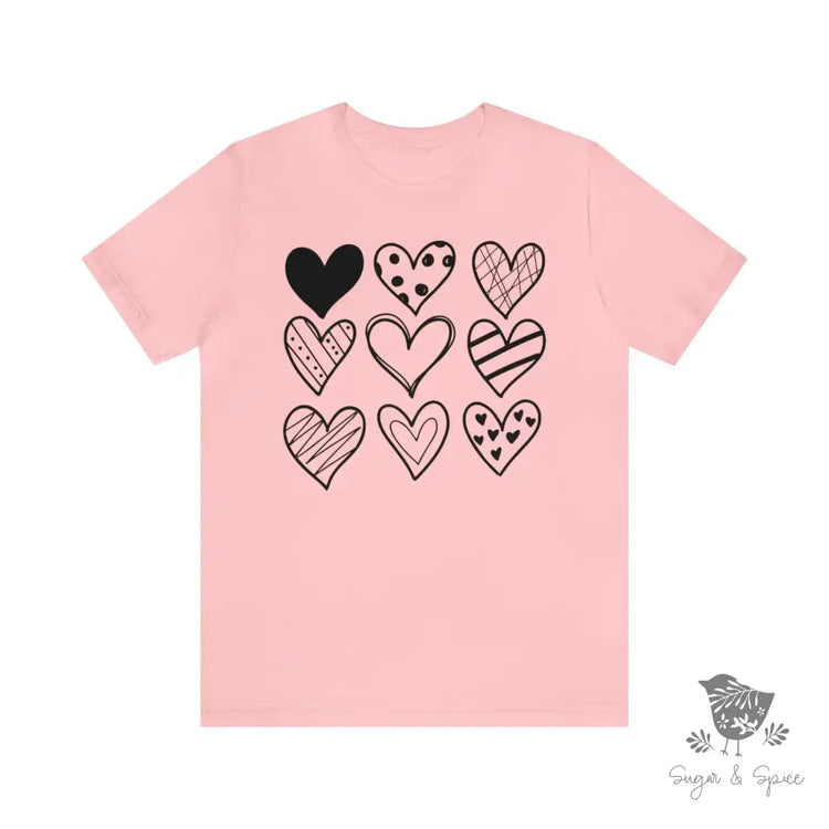 Valentine Nine Handmade Hearts T-Shirt Pink / S