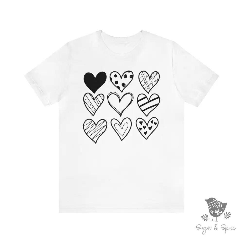 Valentine Nine Handmade Hearts T-Shirt White / S