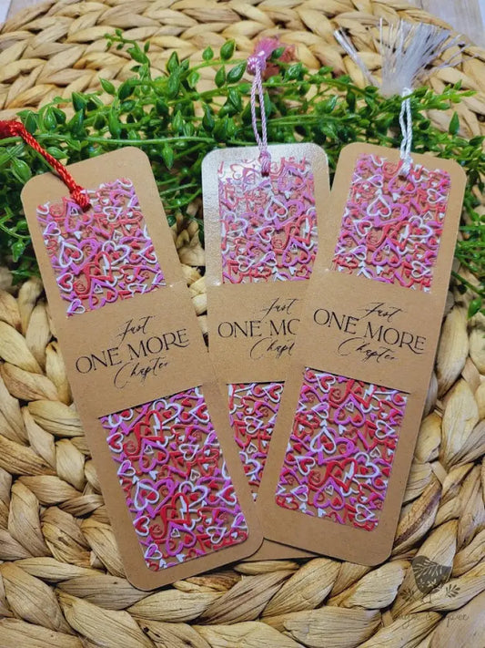 Valentines Day Red and Pink Heart Pattern Acrylic Bookmark - Premium Engraved Gifts from Sugar and Spice - Just $4.87! Shop now at Sugar and Spice Paper