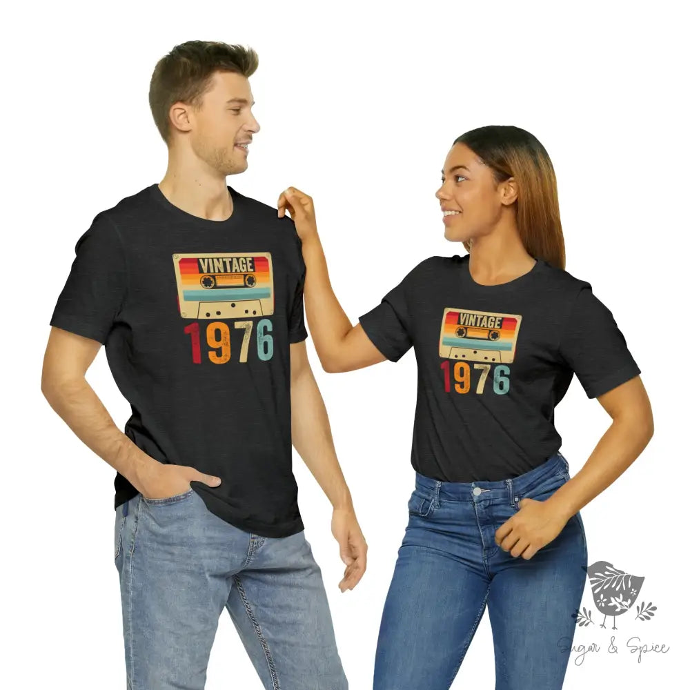 Vintage Cassette Tape 1976 Birthday T-Shirt - Premium T-Shirt from Printify - Just $24.87! Shop now at Sugar and Spice Paper