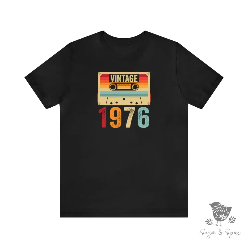 Vintage Cassette Tape 1976 Birthday T-Shirt Black / S