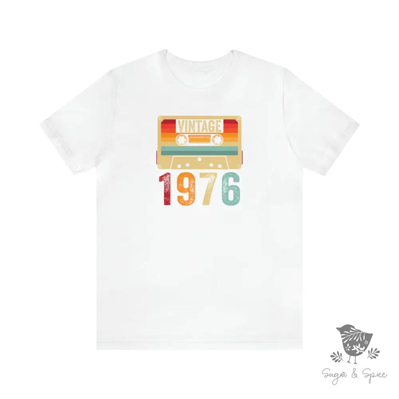 Vintage Cassette Tape 1976 Birthday T-Shirt - Premium T-Shirt from Printify - Just $24.87! Shop now at Sugar and Spice Paper