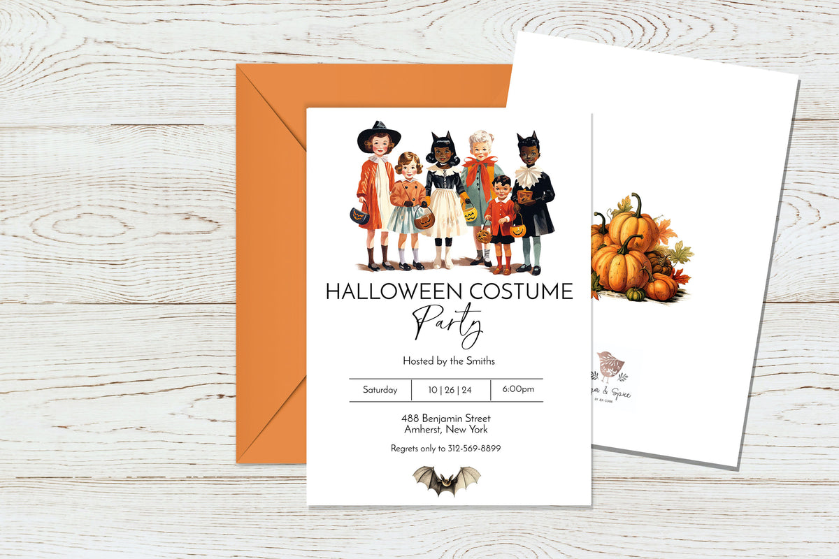 Vintage Costume Halloween Invitation