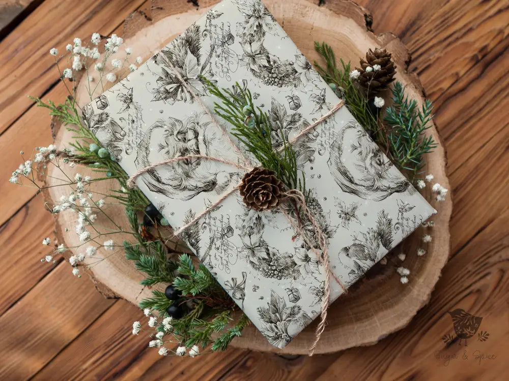 Vintage Santa Wrapping Paper - Premium Craft Supplies & Tools > Party & Gifting > Packaging & Wrapping from Sugar and Spice Invitations - Just $26.10! Shop now at Sugar and Spice Paper