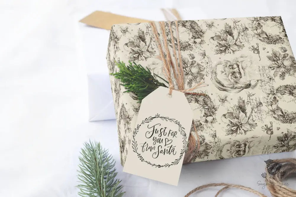 Vintage Santa Wrapping Paper - Premium Craft Supplies & Tools > Party & Gifting > Packaging & Wrapping from Sugar and Spice Invitations - Just $26.10! Shop now at Sugar and Spice Paper