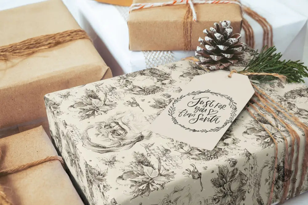 Vintage Santa Wrapping Paper - Premium Craft Supplies & Tools > Party & Gifting > Packaging & Wrapping from Sugar and Spice Invitations - Just $26.10! Shop now at Sugar and Spice Paper