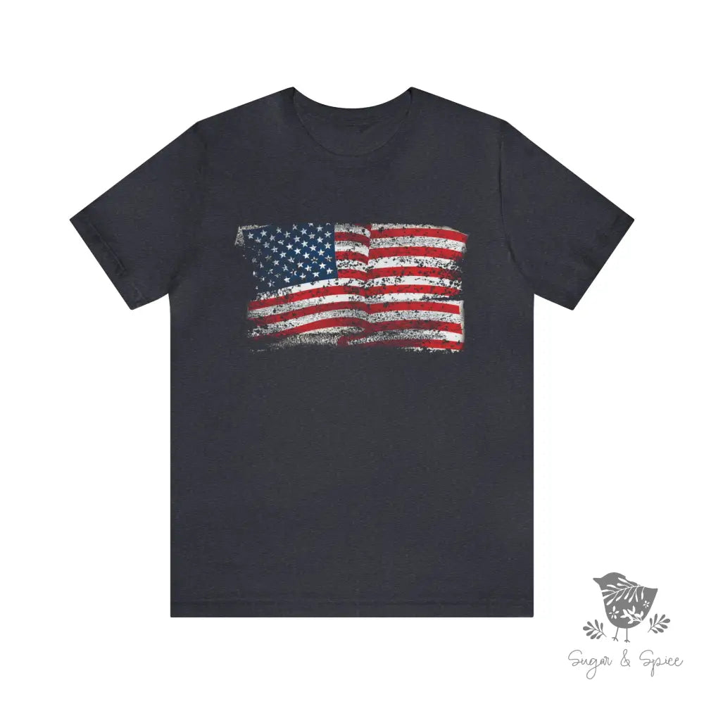 Vintage Us Flag T-Shirt Heather Navy / S