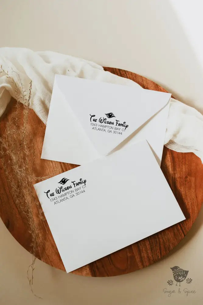 Walt Disney Cruise Address Stamp - Premium Craft Supplies & Tools > Stamps & Seals > Stamps from Sugar and Spice Invitations - Just $38! Shop now at Sugar and Spice Paper