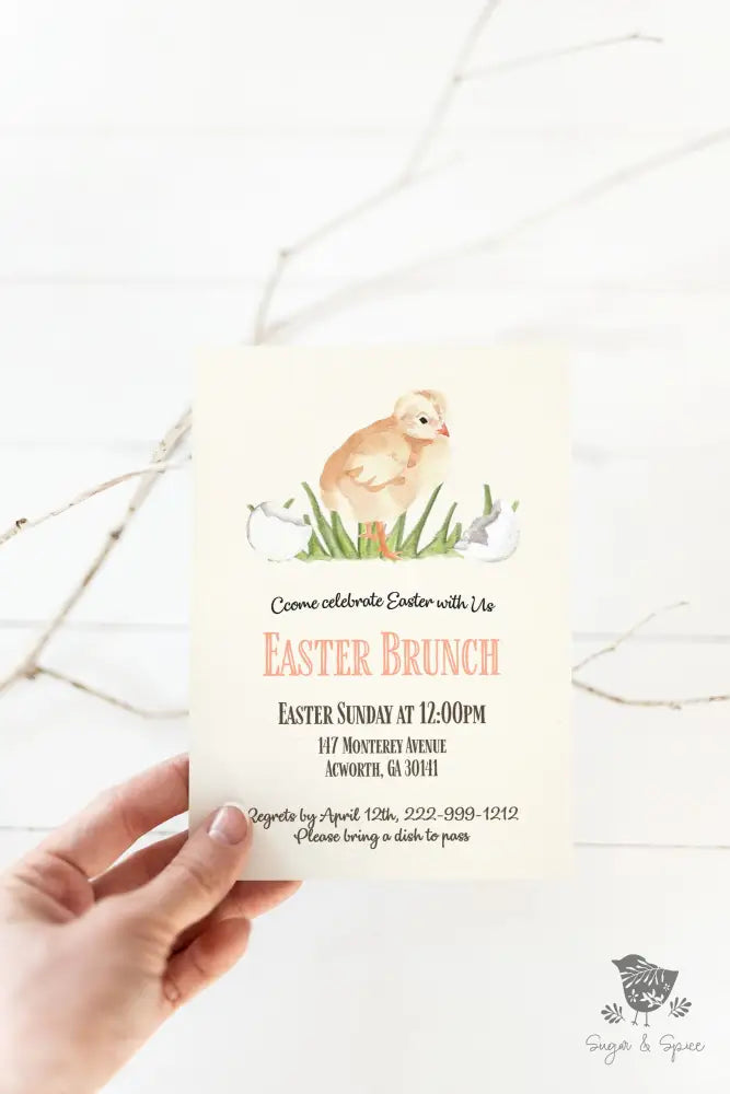 Watercolor Baby Chick Easter Invitation - Premium Paper & Party Supplies > Paper > Invitations & Announcements > Invitations from Sugar and Spice Invitations - Just $1.98! Shop now at Sugar and Spice Paper