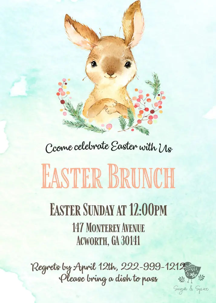 Watercolor Blue Easter Invitation - Premium Paper & Party Supplies > Paper > Invitations & Announcements > Invitations from Sugar and Spice Invitations - Just $1.98! Shop now at Sugar and Spice Paper