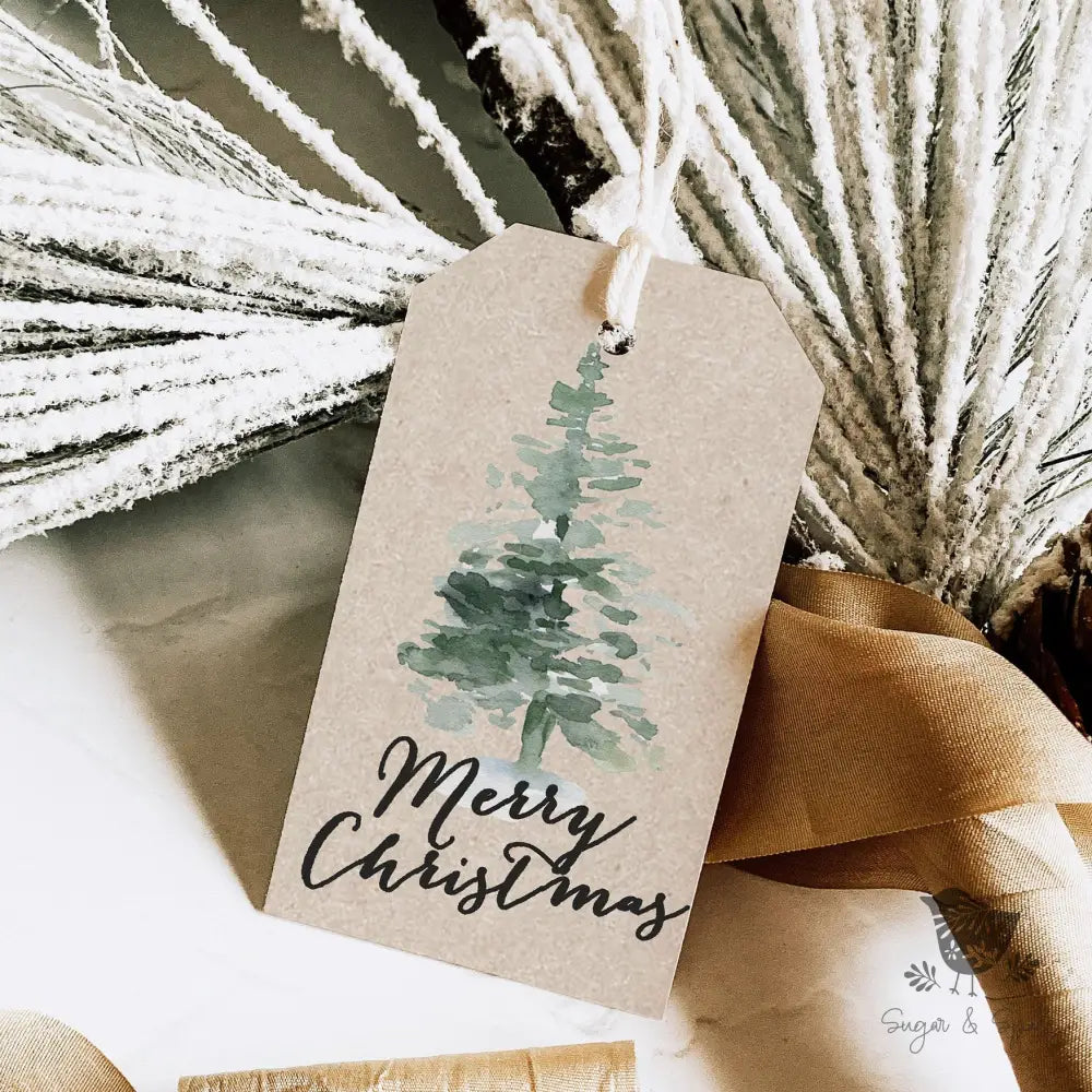 Watercolor Christmas Tree Gift Tag - Premium Craft Supplies & Tools > Party & Gifting > Labels, Stickers & Tags > Tags from Sugar and Spice Invitations - Just $26! Shop now at Sugar and Spice Paper