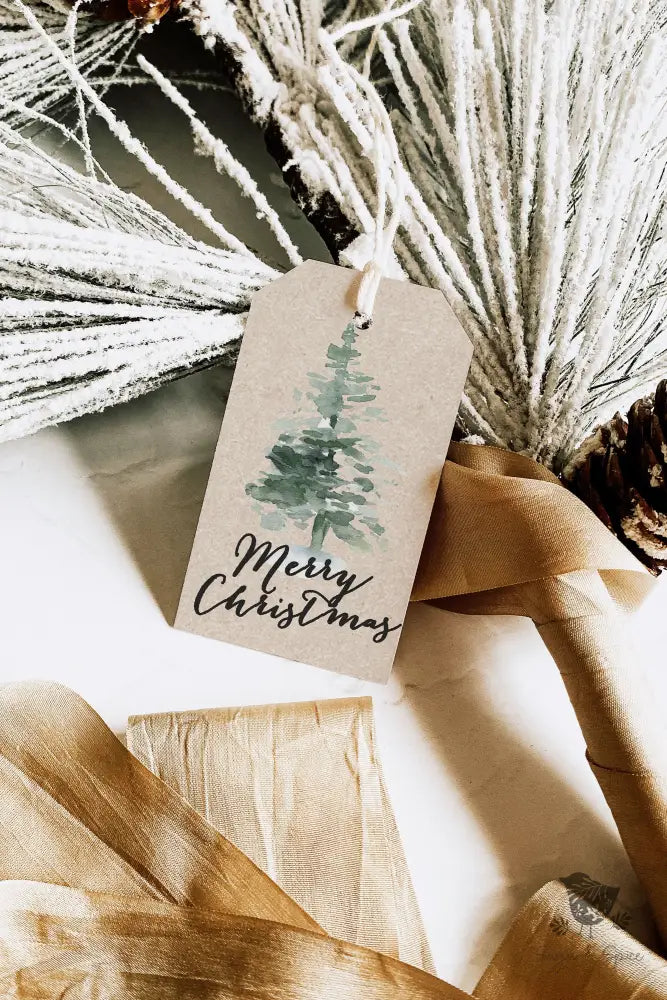 Watercolor Christmas Tree Gift Tag - Premium Craft Supplies & Tools > Party & Gifting > Labels, Stickers & Tags > Tags from Sugar and Spice Invitations - Just $26! Shop now at Sugar and Spice Paper