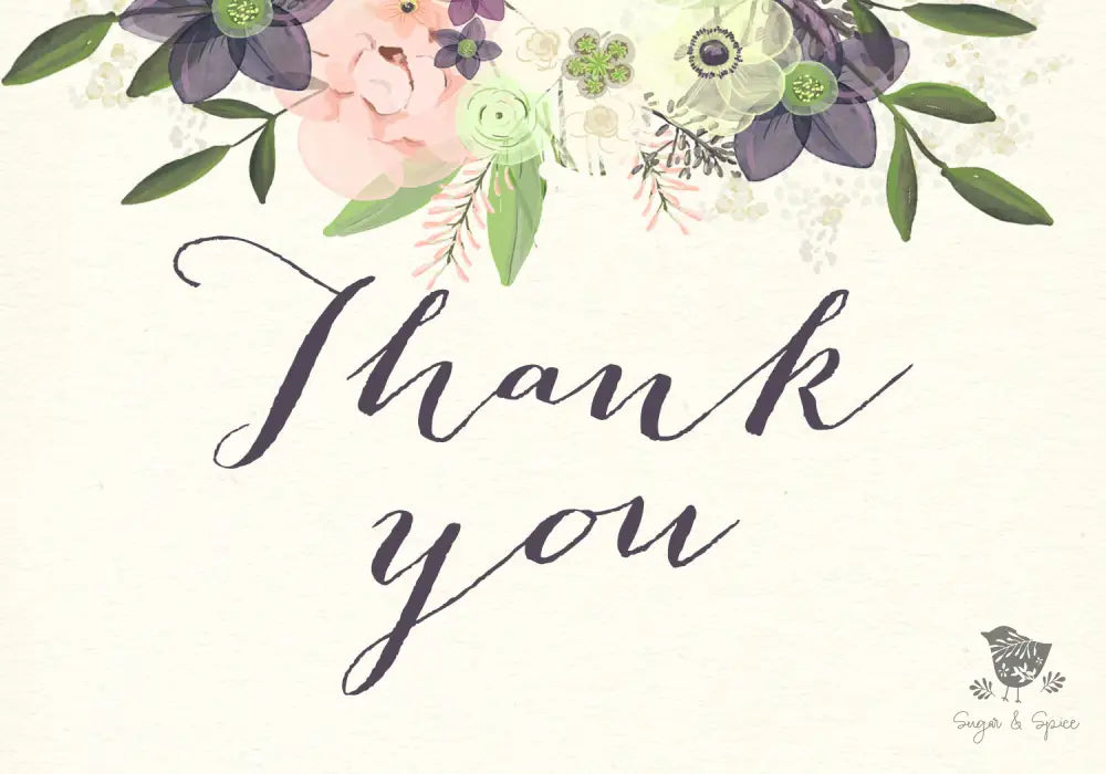 Watercolor Floral Thank You Card - Premium Paper & Party Supplies > Paper > Invitations & Announcements > Invitations from Sugar and Spice Invitations - Just $2.50! Shop now at Sugar and Spice Paper