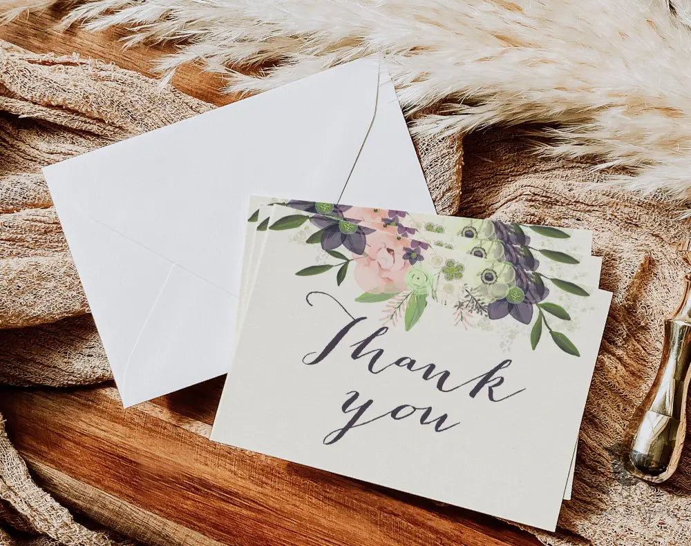 Watercolor Floral Thank You Card - Premium Paper & Party Supplies > Paper > Invitations & Announcements > Invitations from Sugar and Spice Invitations - Just $2.50! Shop now at Sugar and Spice Paper